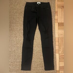 PAIGE Black Skinny Jeans with Subtle Distressing